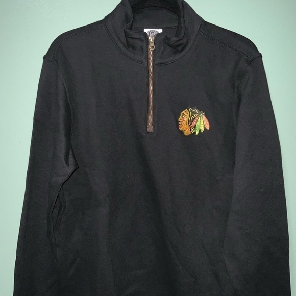 Chicago Blackhawks Quarter-Zip Pullover Sweatshirt - Sz M/L/XL/XXL. Black NWT - Picture 2 of 9